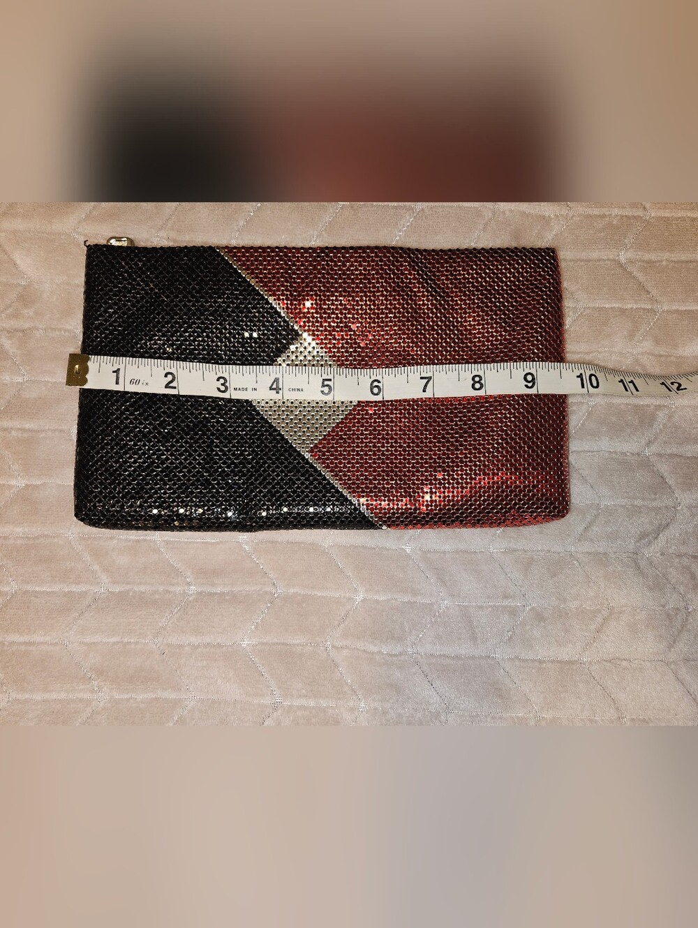 Whiting & Davis Black & Silver Sequin Geometric Clutch - Picture 12 of 13